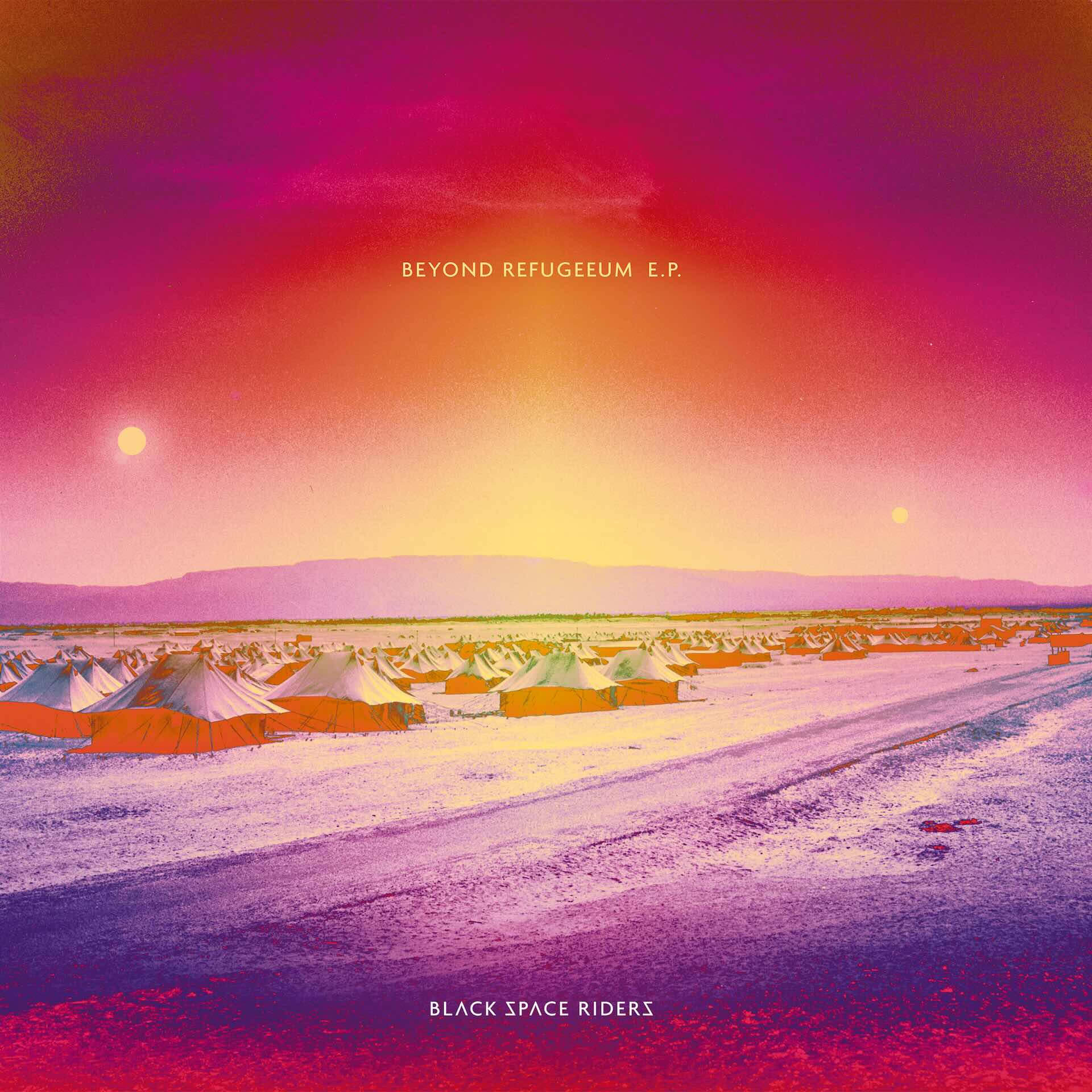 Artwork mit Verlaufsfarben über einem historischen Foto