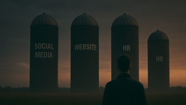 Vier Silos, die sinnbildlich für den Zustand der Unternehmenskommunikation stehen